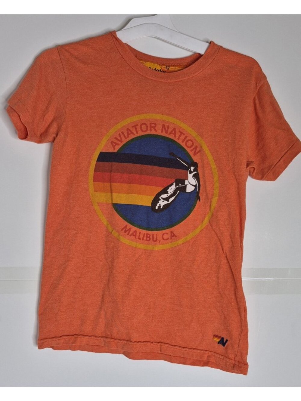 Aviator Nation Malibu T-shirt Orange Youth Boys Size 12